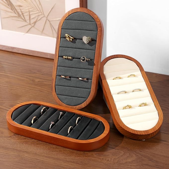 Small Jewelry Rings Display Tray Solid Wood Jewelry Display Organizer Tray - Image 2