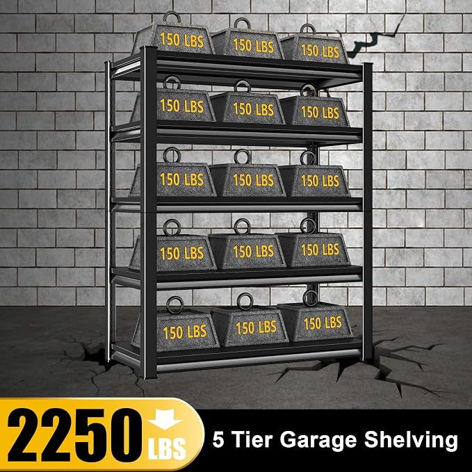 40" W Garage Shelving Heavy Duty, 2250LBS Loads Garage Storage Shelves Heavy - Image 6