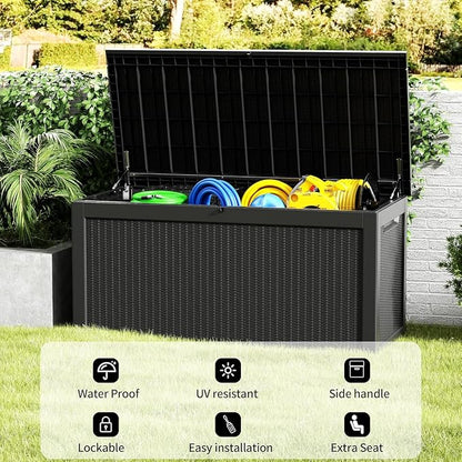 320 Gallon Resin Deck Box, Waterproof Outdoor Storage Box - Image 9