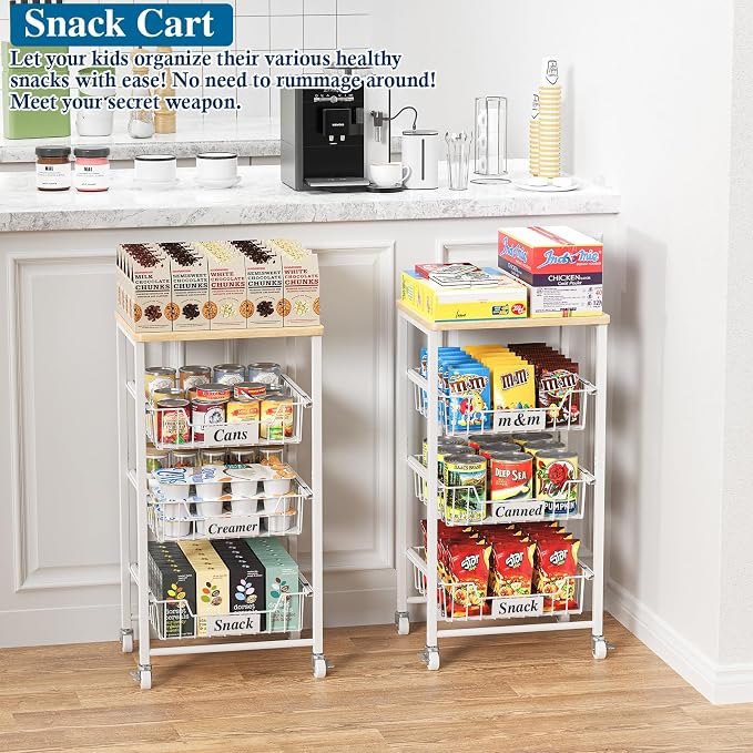 4-Tier Small Kitchen Storage Cart on Wheels - Image 5