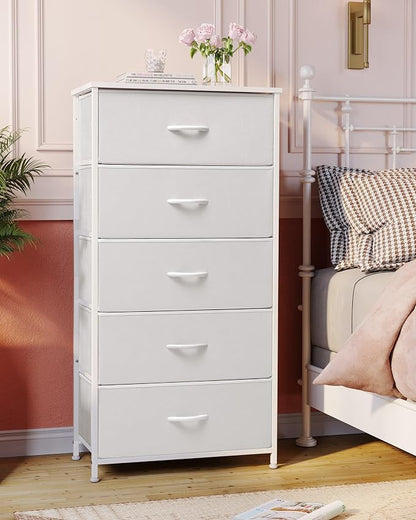 Tall Dresser, Wide Vertical Fabric Storage Organizer, 5 Drawers | Sturdy Steel - Image 2