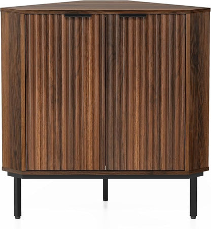 Fluted Corner Cabinet, Modern Small Corner Floor Cabinet - Image 8