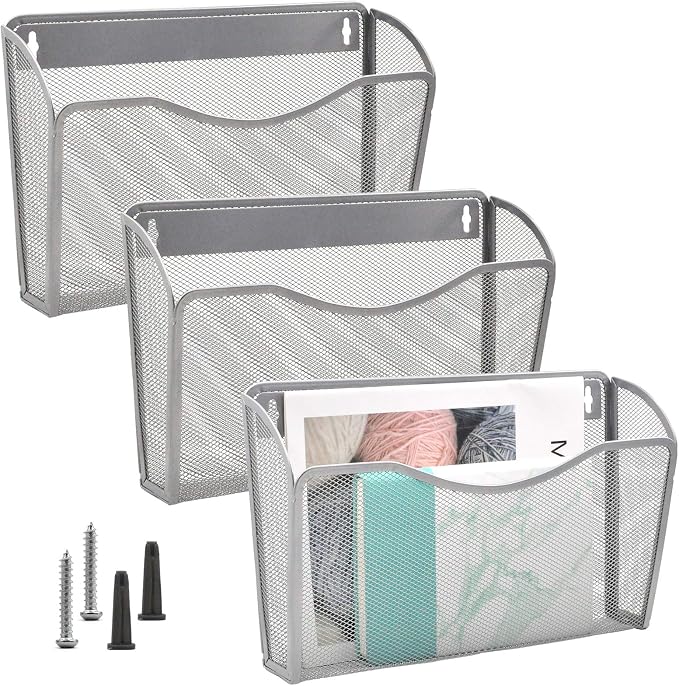 EASEPRES 3 Single Pocket Mesh Hanging File Organizer, Vertical Wall Mounted - Image 7