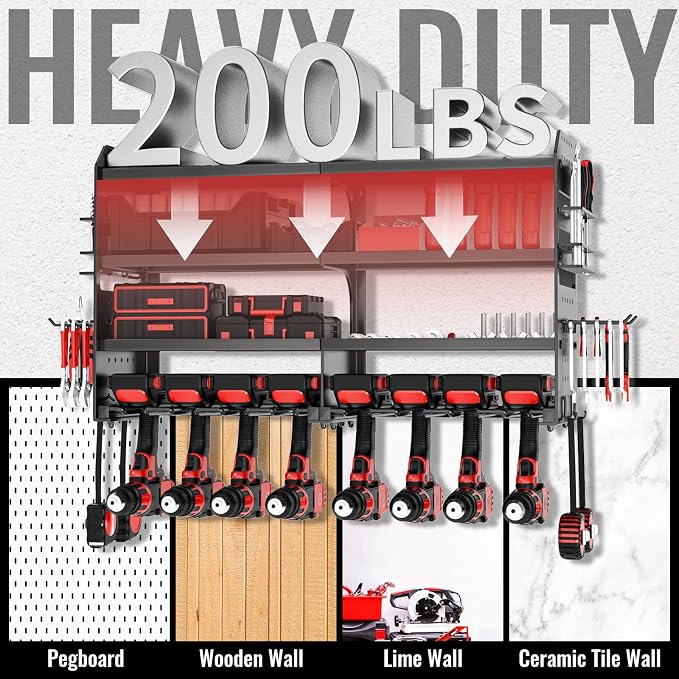 Power Tool Organizer Wall Mount, Metal 4 Layer Heavy Duty Metal Power Tool - Image 5