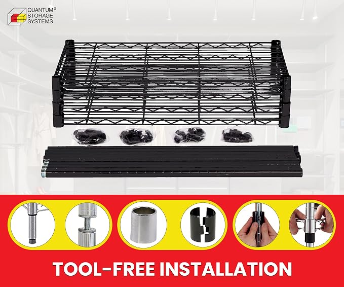 Quantum Storage Systems RWR72-2436LDBK Adjustable Wire Black Epoxy 4 Shelves - Image 5