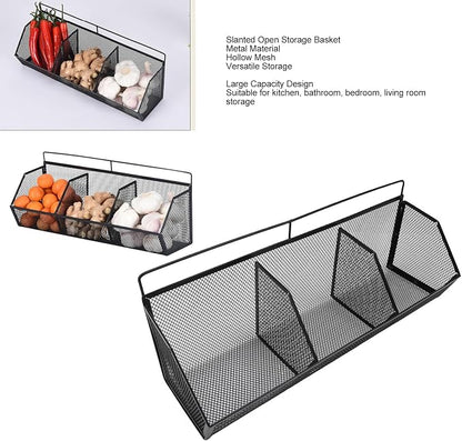 Metal Wire Basket, 3 Grids Wall Hanging Baskets, Wall Mount Slanted Opening - Image 2