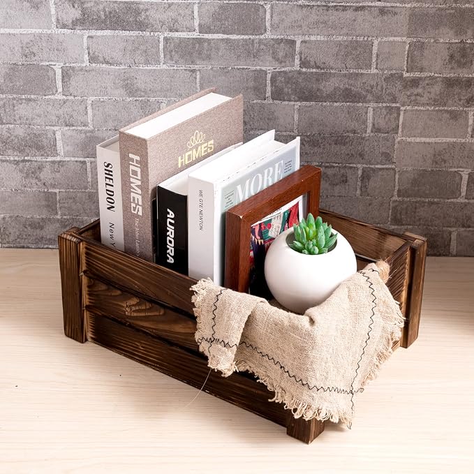 TIMRIS Set of 3 Rustic Wood Nesting Crates, Farmhouse Wooden Storage Container - Image 5