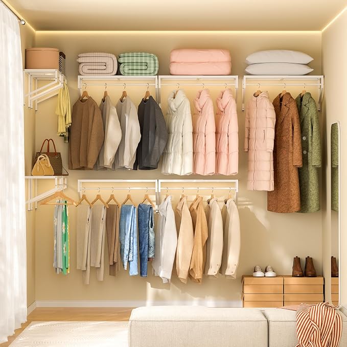 ThreeHio Expandable Closet Shelves Wall Mounted, 2 Pack Closet Shelving - Image 4
