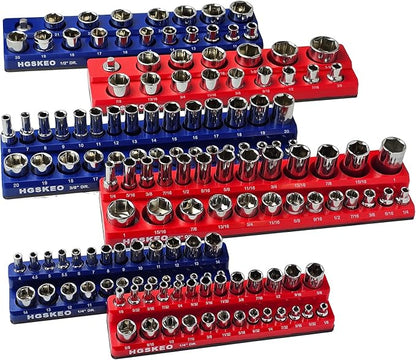 Magnetic Socket Organizer Set, 3/8" & 1/2" Sizes Drive, Socket Holder Holds 143 by Unknown