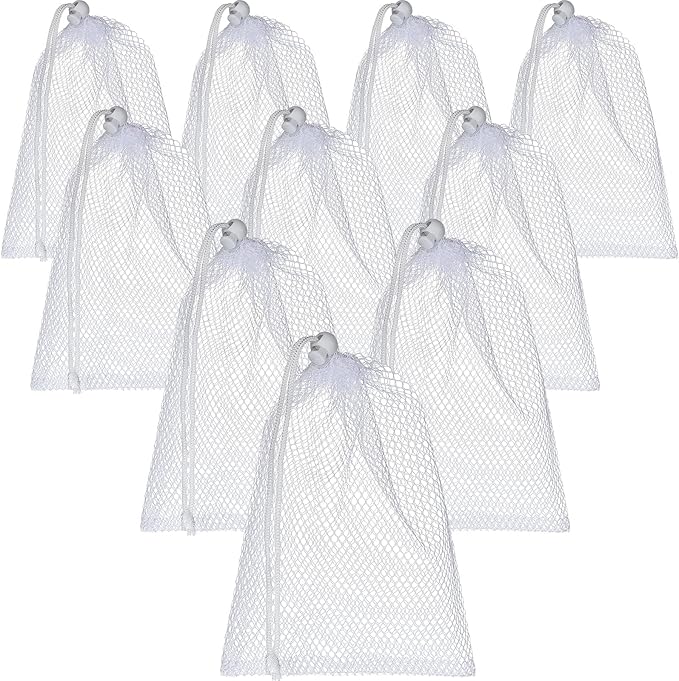 TecUnite 10 Pcs Mesh Bags Drawstring Laundry Bags Large Nylon Mesh Gift by TecUnite