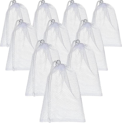 TecUnite 10 Pcs Mesh Bags Drawstring Laundry Bags Large Nylon Mesh Gift by TecUnite