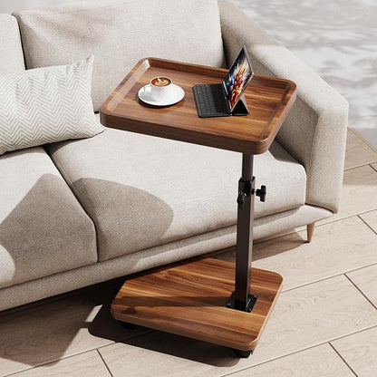 C Table End Table Adjustable Height, 360°Swivel TV Tray Table by SJIE