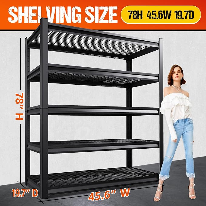 Set of 2 Heavy Duty Garage Shelving 5T Storage Shelves, Adjustable Metal - Image 3