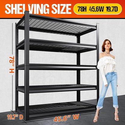 Set of 2 Heavy Duty Garage Shelving 5T Storage Shelves, Adjustable Metal - Image 3