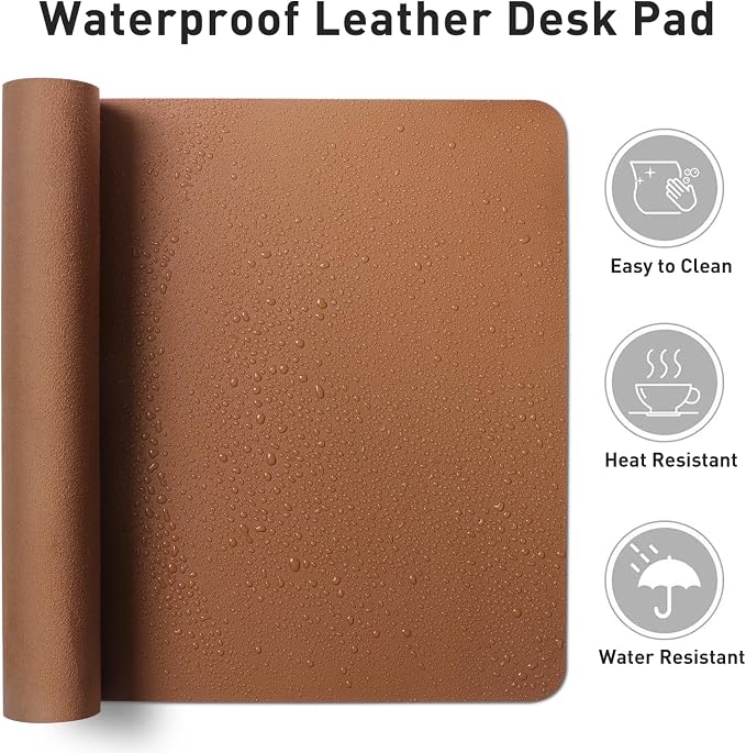 Aothia Leather Desk Pad Protector, Mouse Pad, Office Desk Mat, Non-Slip PU - Image 7