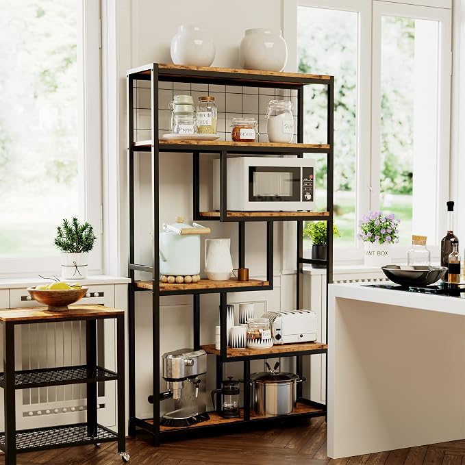 IRONCK Bookshelves 6 Tiers, Industrial Etagere Heavy Duty Shelves - Image 5
