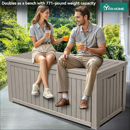 YITAHOME 180 Gallon Large Outdoor Storage XL Deck Box w/Divider - Image 2