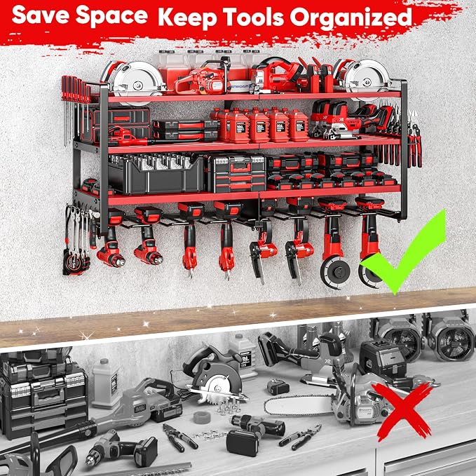 Upgrade Large power tool organizer Wall Mount, 4 Layers Heavy Duty Metal Loads - Image 5