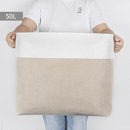 Large Fabric Storage Baskets | 50L Storage Bins, Decorative Linen Closet Baskets - Image 2