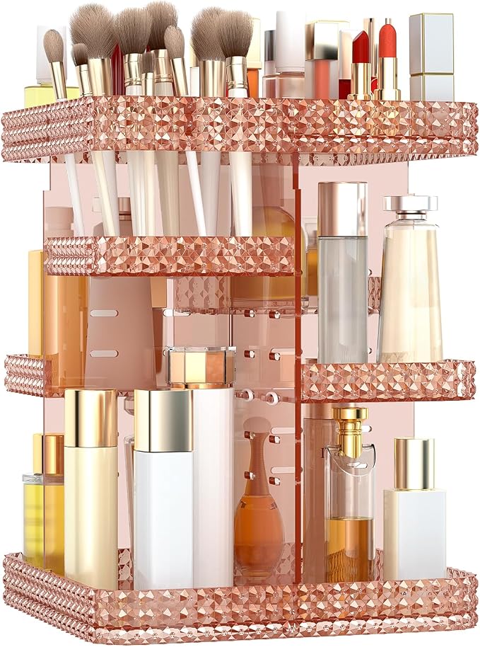 Rotating Makeup Organizer, Large Capacity Cosmetic Display Case, Acrylic by BOCONY