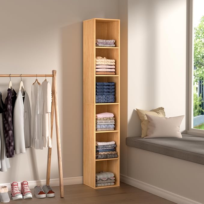 6 Cube Storage Organizer, 6 Tier Vertical Cube Bookcase Freestanding Storage - Image 7