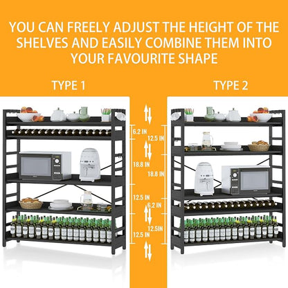 HCHQHS 5 Tier Bookshelf, Adjustable Industrial Bookcase, Vertical Tall Book - Image 4