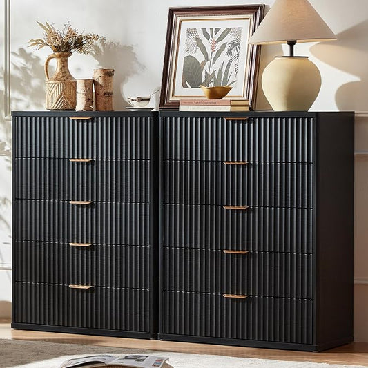 LEYAOYAO Fluted 5 Drawers Dresser by LEYAOYAO-Findtheshiningpointofyourideallife%EF%BC%81