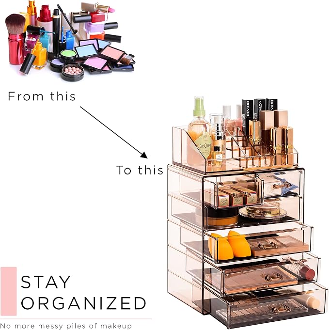 Sorbus Acrylic Makeup Organizer Set, 6-Drawer Vanity & Countertop Cosmetic - Image 7
