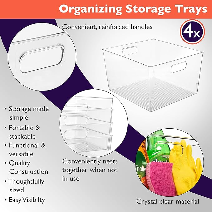 ClearSpace Clear Plastic Storage Bins – XL 4 Pack Perfect - Image 4