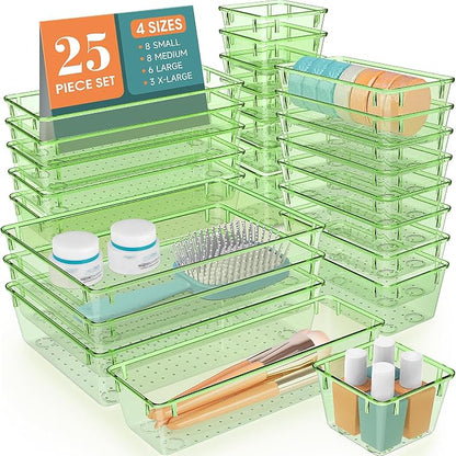 WOWBOX 25 PCS Plastic Drawer Organizer Set, 4 Sizes Desk Drawer Divider by WOWBOX