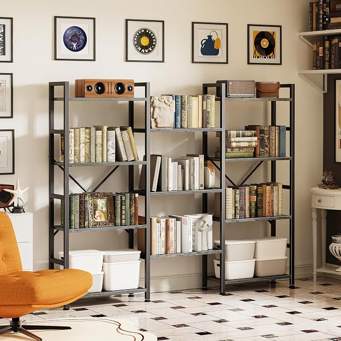SUPERJARE Triple Bookshelf, Bookcase - Image 8