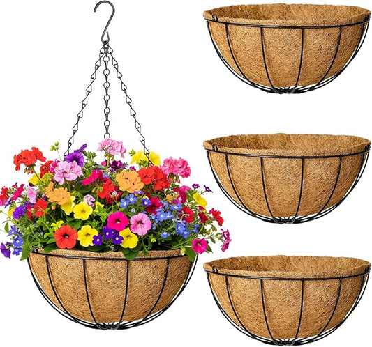 4 Pack Hanging Planters 12 Inch Metal Hanging Planter Basket Flower Pots by SMYAXUNW