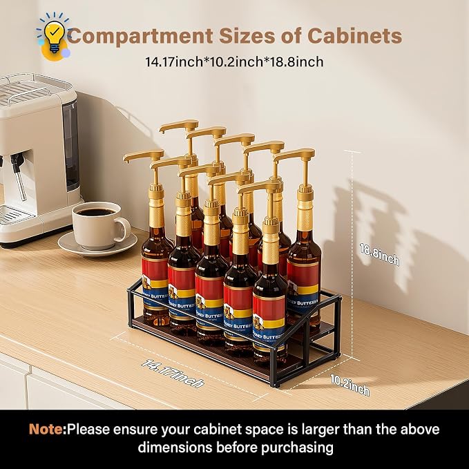Coffee Syrup Organizer Rack, Liquor Bottle Display Shelf, 2 Tier 10 Syrup - Image 4