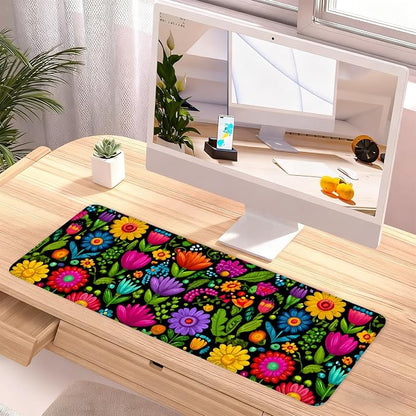 Folk Art Floral Mouse Pad – Large Extended Desk Mat 31.5 x 11.8 in– Colorful - Image 2