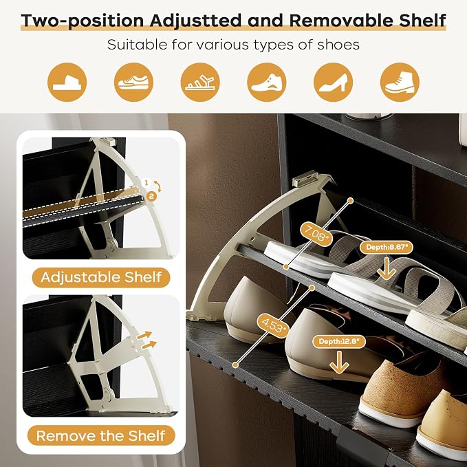 oakvivo Shoe Cabinet Storage, Farmhouse Freestanding Organizer - Image 4