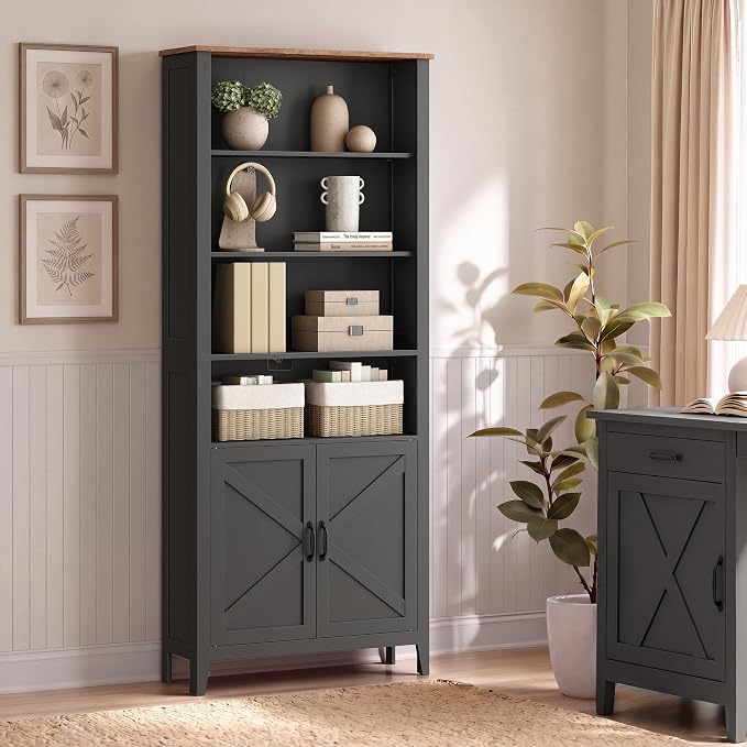 VASAGLE Liry Collection Farmhouse Bookshelf, 6-Tier Bookcase by Unknown