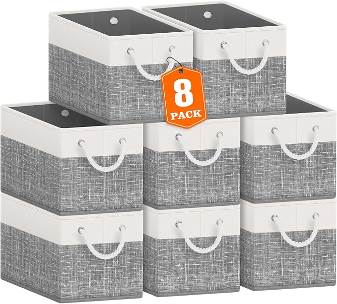 Storage Bins 8-Pack, Foldable Storage Baskets by Fabtotes