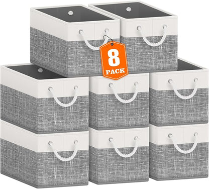 Storage Bins 8-Pack, Foldable Storage Baskets by Fabtotes