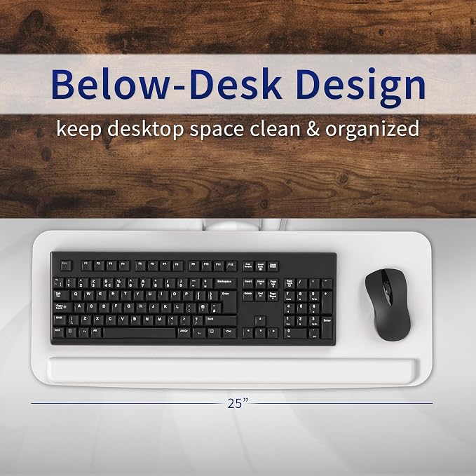 VIVO Adjustable 25 x 10 inch Computer Keyboard and Mouse Platform Tray - Image 8