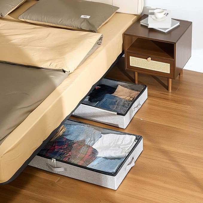 VEVOR Under Bed Storage with Clear Lids, 33.5 x 16.9 x 4.7 Inch, 45L Large - Image 8