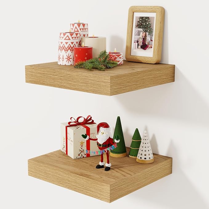 Fun Memories 12 Inch Floating Shelf, Rustic Wood Wall Shelves by FunMemories