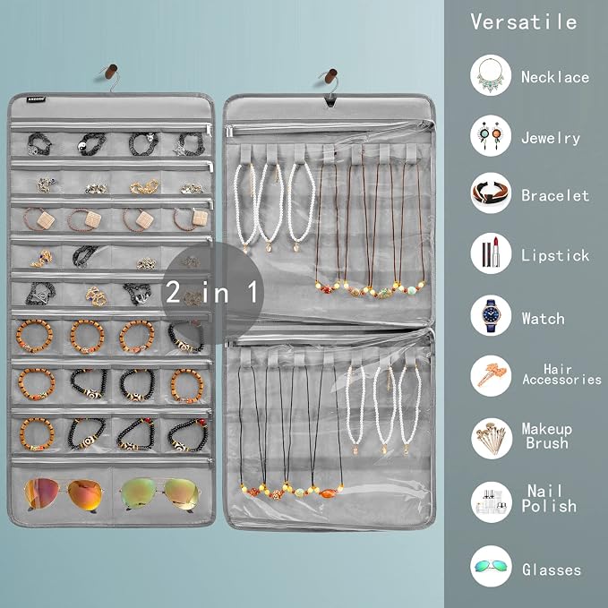 Dual-sided Hanging Jewelry Organizer Necklace Holder Jewelries Storage - Image 2
