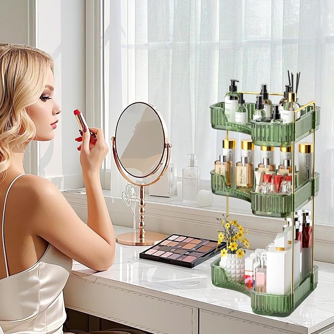 GTI 3-Tier Corner Bathroom Counter Organizer, Large Capacity Makeup Organizer - Image 2