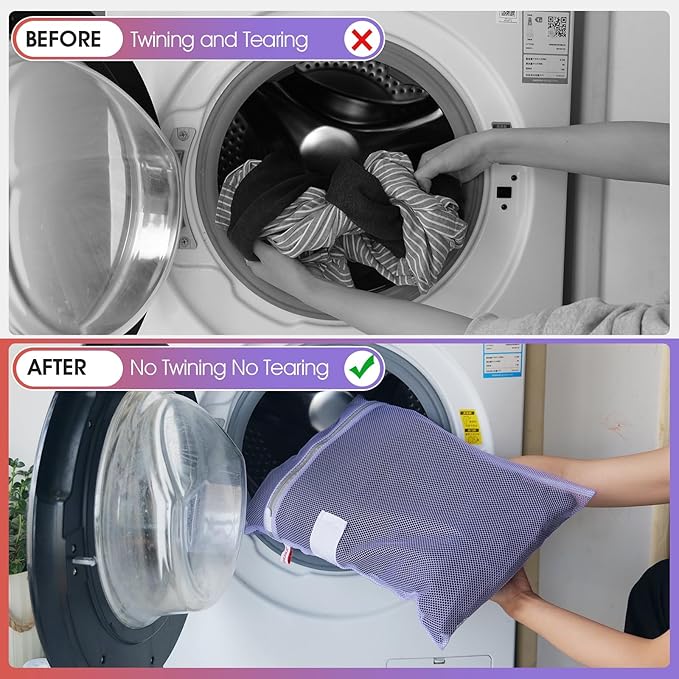 5-Pack Mesh Laundry Bags with ID Label, Sturdy Laundry Bags - Image 3