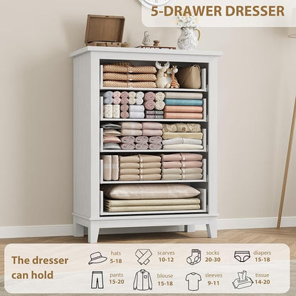 GarveeHome 5 Dresser for Bedroom, 41.3 in Tall Vertical Drawer Dresser - Image 7