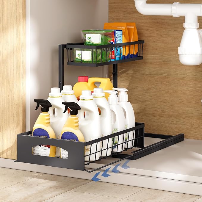 Under Sink Organizer, 2 Pack Height Adjustable Cabinet Organizer - Image 8