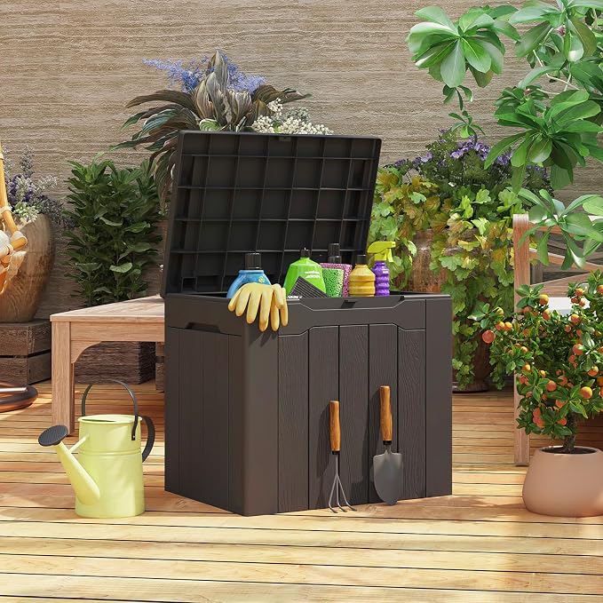 Patiolife 30 Gallon Resin Deck Box, Small Outdoor Storage - Image 3