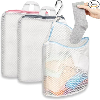 3Pcs Hanging Laundry Bags for Socks by Cociat