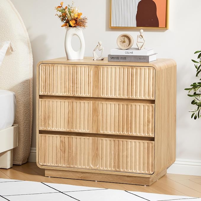 Turtle&Myrtle Fluted 3 Drawer Dressers by Unknown