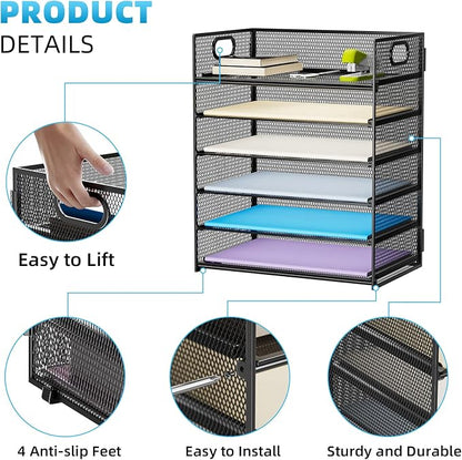 Marbrasse 6 Tier Paper Organizer Letter Tray - Image 3